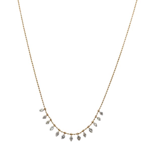 14k Yellow Gold Dangling Diamond Necklace – 18