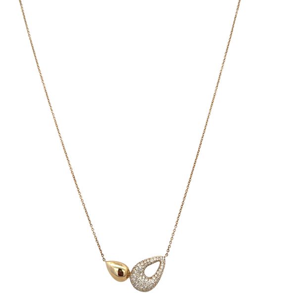 14k Yellow Gold Abstract Pear-Shaped Diamond Necklace – Adjustable 16
