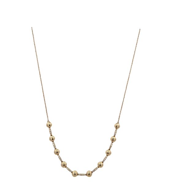 14k Yellow Gold Beaded Diamond Necklace – Adjustable 16