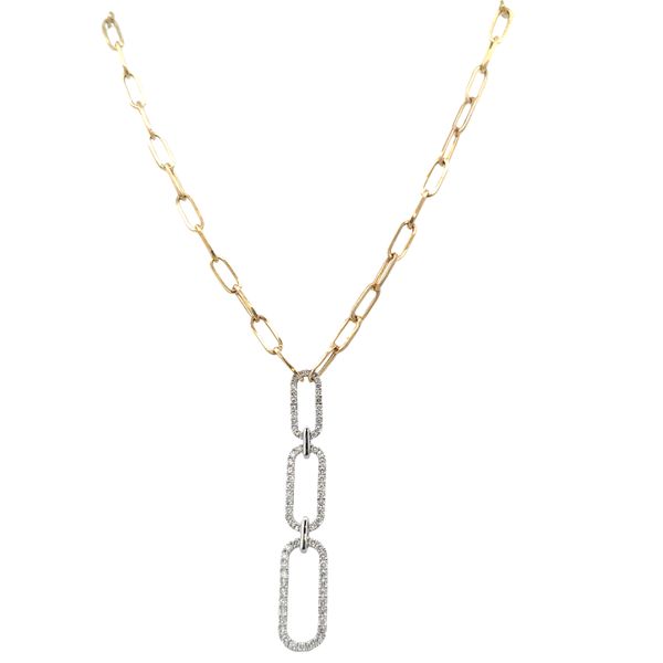 14k Two-Tone Gold Diamond Oval Link Statement Necklace – 18