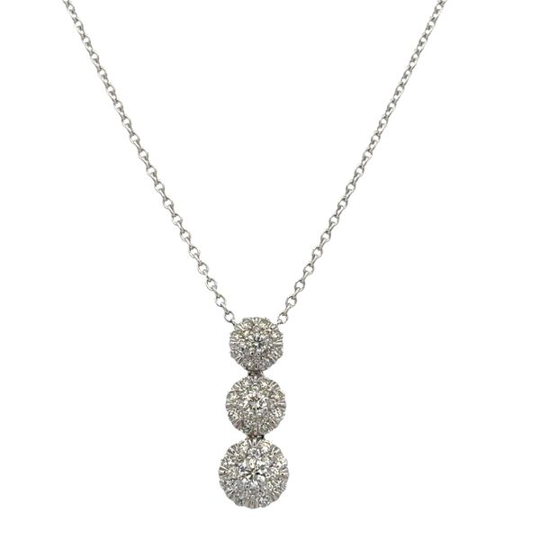 14k White Gold Diamond Cluster Necklace – Adjustable 16