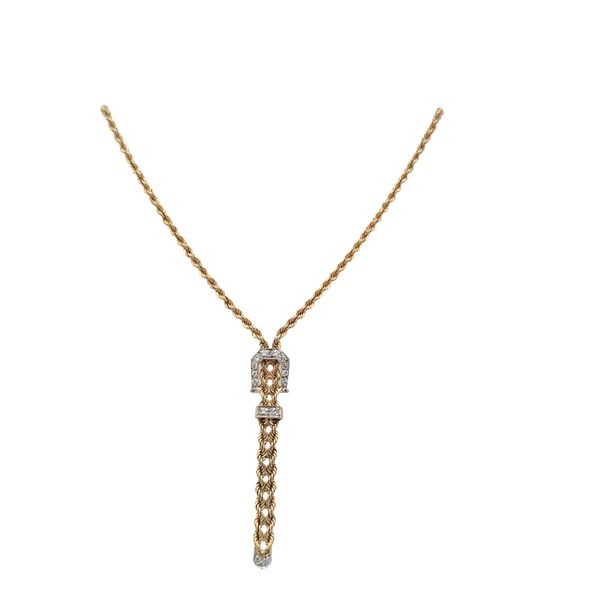 14k Yellow Gold Diamond Buckle Drop Necklace – 17