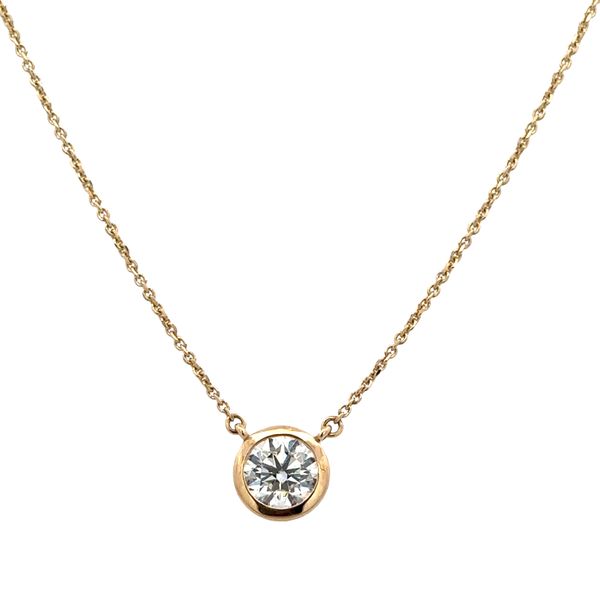 18k Yellow Gold Diamond Solitaire Station Necklace Perry's Diamonds & Estate Jewelry Charlotte, NC