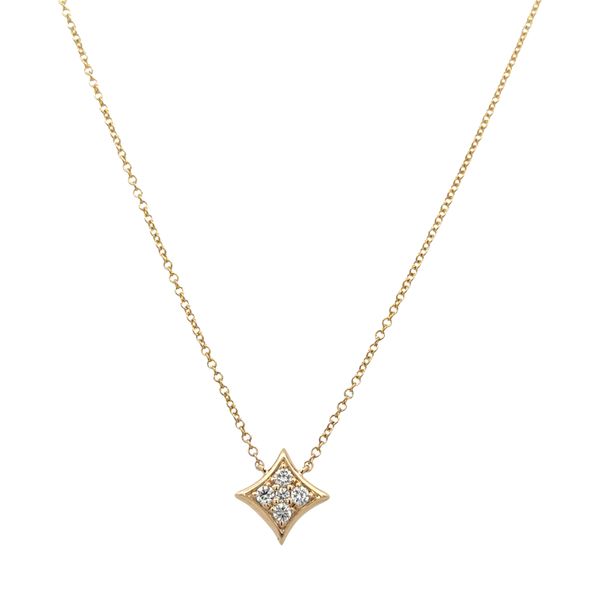 14K Yellow Gold Kite-Shaped Diamond Necklace – 0.17 CTW, Adjustable 16