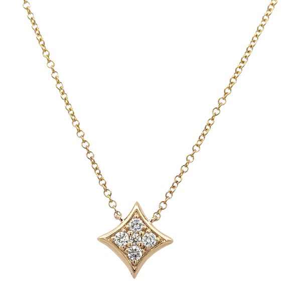 14K Yellow Gold Kite-Shaped Diamond Necklace – 0.17 CTW, Adjustable 16