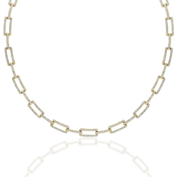 14k Yellow Gold Diamond Link Necklace – 17