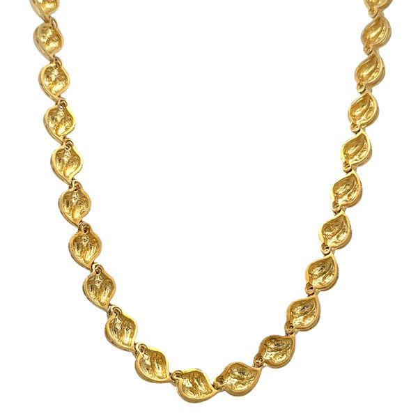 Estate Designer 18k Yellow Gold Diamond Foliate Statement Necklace – 16