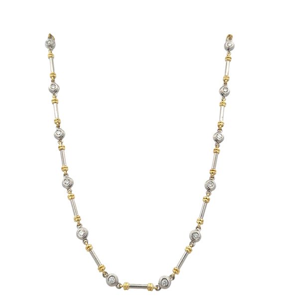 Estate Scott Kay 18k Yellow Gold & Platinum Diamond Link Necklace – 16