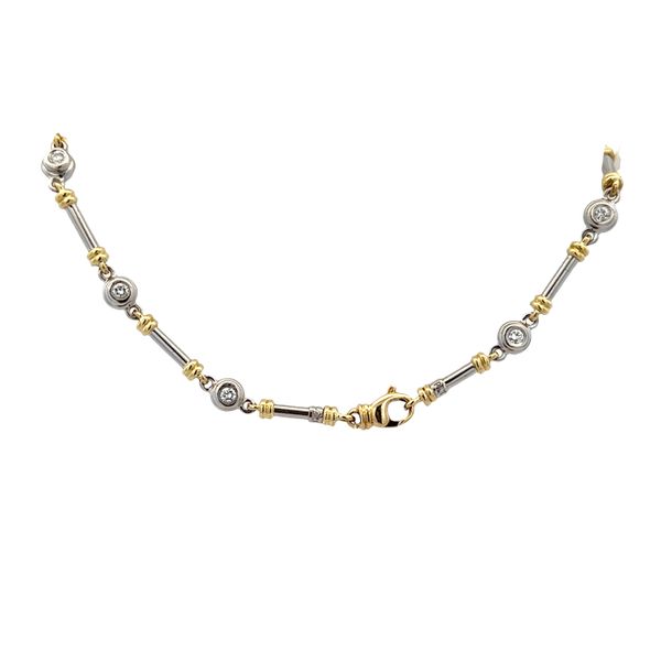 Estate Scott Kay 18k Yellow Gold & Platinum Diamond Link Necklace – 16