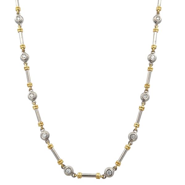 Estate Scott Kay 18k Yellow Gold & Platinum Diamond Link Necklace – 16