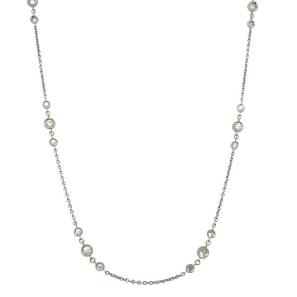 18k White Gold 0.96 CT Bezel-Set Diamond Station Necklace – 18