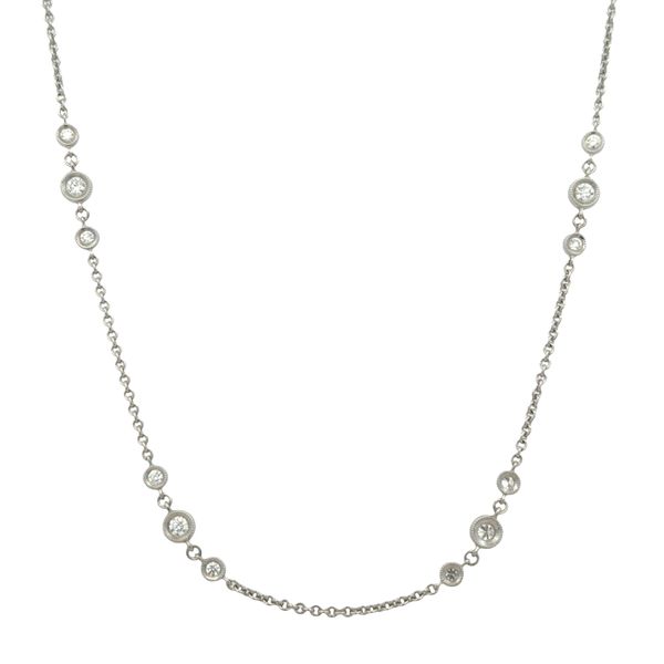 18k White Gold 0.96 CT Bezel-Set Diamond Station Necklace – 18