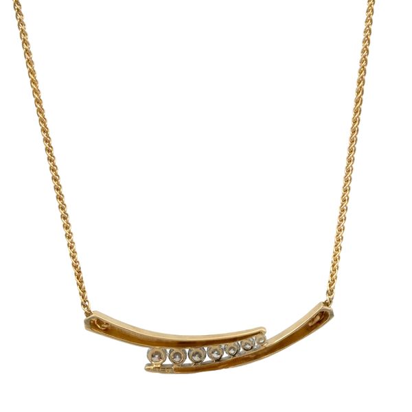 14k Yellow Gold 0.96 CT Graduated Diamond Abstract Necklace – 16