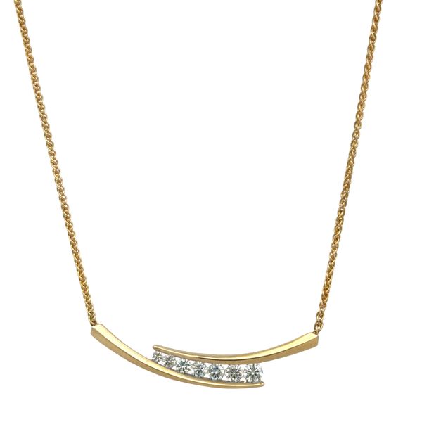 14k Yellow Gold 0.96 CT Graduated Diamond Abstract Necklace – 16