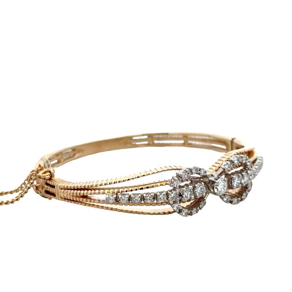 14k Yellow & White Gold Diamond Bow Openwork Bangle Bracelet Image 2 Perry's Diamonds & Estate Jewelry Charlotte, NC