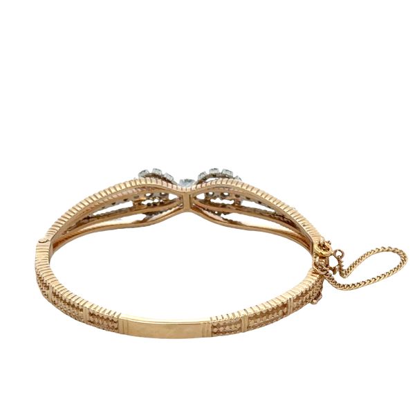 14k Yellow & White Gold Diamond Bow Openwork Bangle Bracelet Image 3 Perry's Diamonds & Estate Jewelry Charlotte, NC
