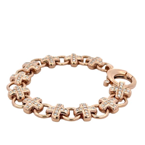 Heavy 18K Rose Gold Diamond Link Bracelet – 3.00 CTW, 8