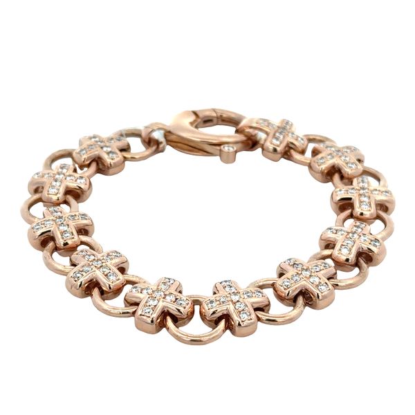 Heavy 18K Rose Gold Diamond Link Bracelet – 3.00 CTW, 8