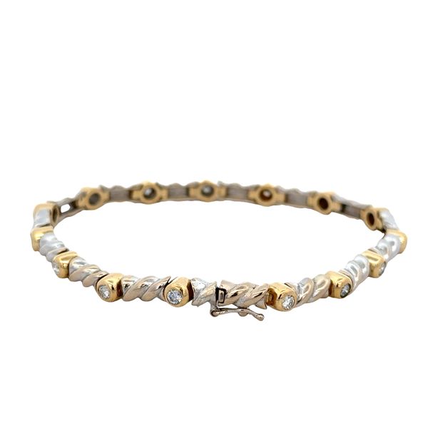 Two Tone Rope Accented Diamond Bracelet in 18k Gold Image 2 Perry's Diamonds & Estate Jewelry Charlotte, NC