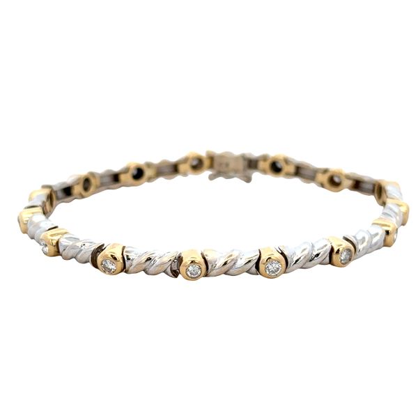 Two Tone Rope Accented Diamond Bracelet in 18k Gold Perry's Diamonds & Estate Jewelry Charlotte, NC