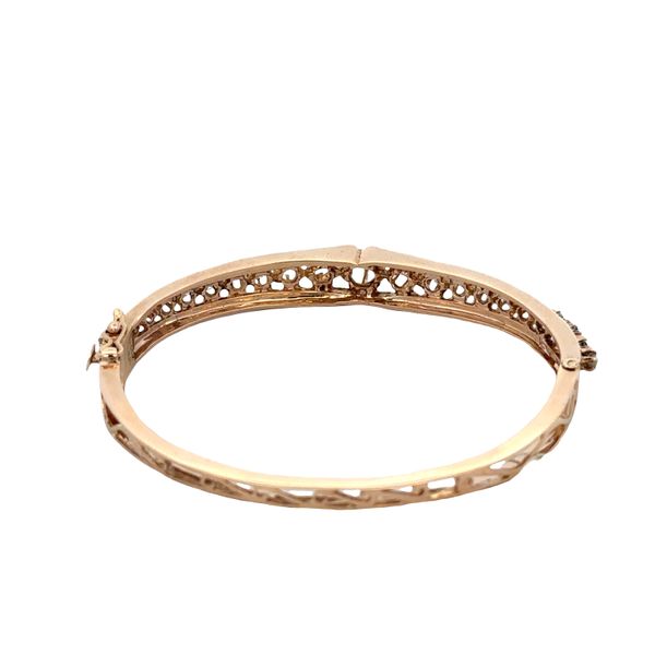 14k Yellow Gold Old Mine Cut Diamond Openwork Bangle Bracelet Image 2 Perry's Diamonds & Estate Jewelry Charlotte, NC