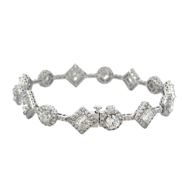 18k White Gold 10.30 Carat Diamond Halo Bracelet – Princess & Round Cut Design Image 2 Perry's Diamonds & Estate Jewelry Charlotte, NC
