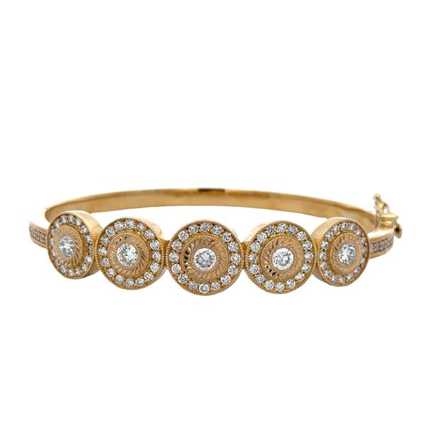 Substantial 18k Yellow Gold Diamond Halo Bangle Bracelet – 2.57 Carats Total Weight Perry's Diamonds & Estate Jewelry Charlotte, NC