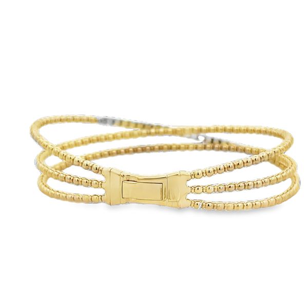Flexible Triple Row Diamond Bracelet in Two Tone Gold Image 3 Perry's Diamonds & Estate Jewelry Charlotte, NC
