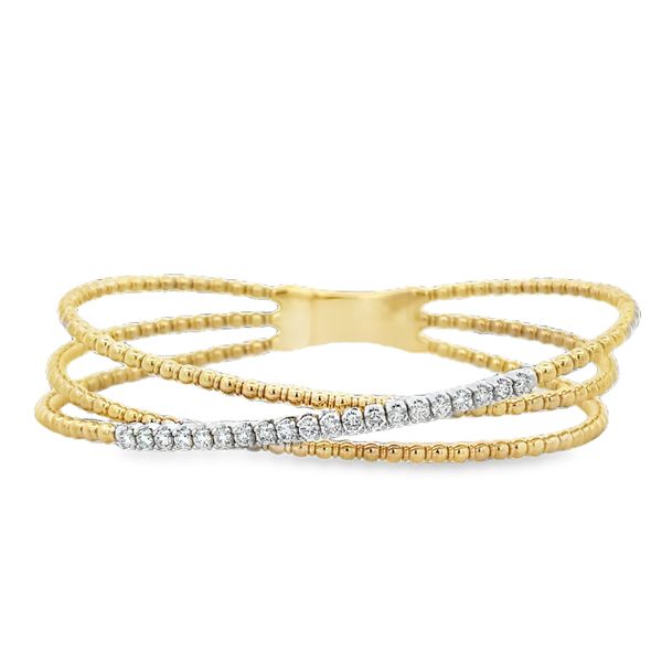 Flexible Triple Row Diamond Bracelet in Two Tone Gold Perry's Diamonds & Estate Jewelry Charlotte, NC