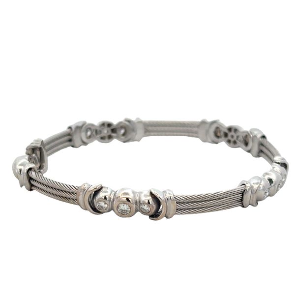 18k White Gold Diamond & Cable Link Bracelet – 7