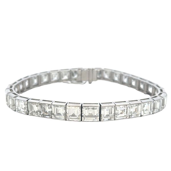 Vintage Art Deco Platinum Step-Cut Diamond Bracelet – 7.25