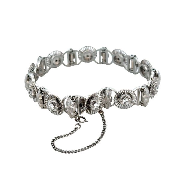 Vintage Jabel 18k White Gold Diamond Orange Blossom Bracelet – 7