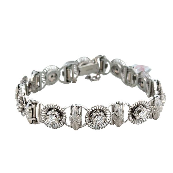 Vintage Jabel 18k White Gold Diamond Orange Blossom Bracelet – 7