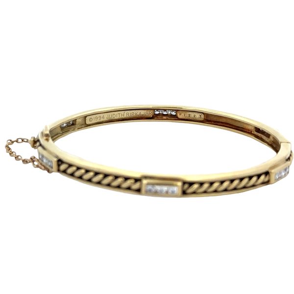 Vintage Judith Ripka 18k Yellow Gold Diamond Cable Bangle – Fits 6