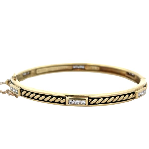 Vintage Judith Ripka 18k Yellow Gold Diamond Cable Bangle – Fits 6