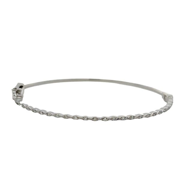 Skinny 14k White Gold Diamond Hinged Bangle Bracelet – Rhodium Plated Perry's Diamonds & Estate Jewelry Charlotte, NC