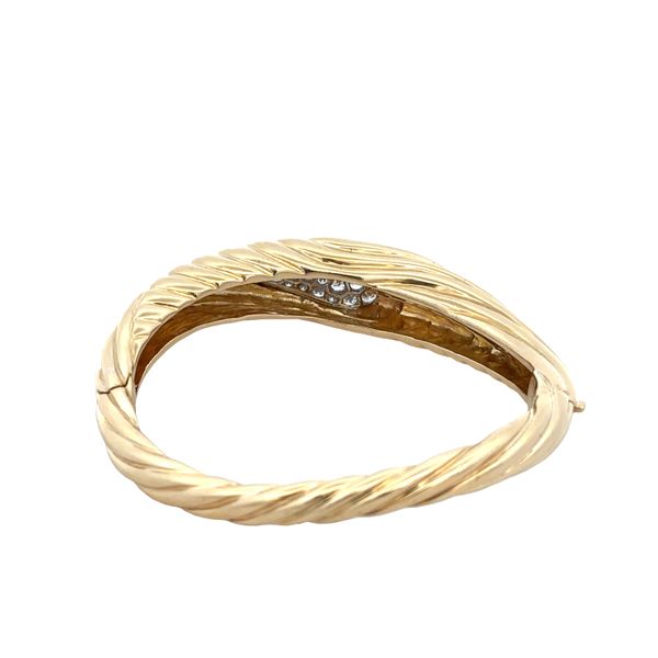 18k Yellow & White Gold Diamond Textured Bangle Bracelet – Fits 6