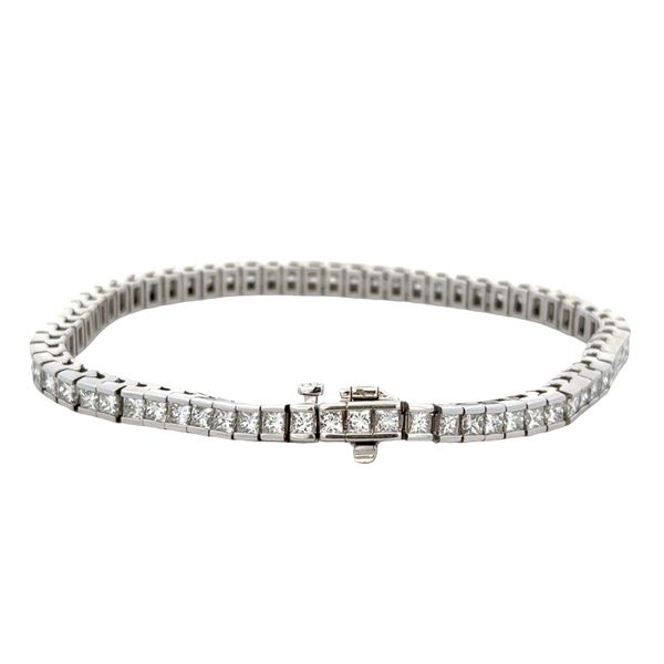 18k White Gold 7.26 Carat Princess Cut Diamond Straight Line Bracelet – 7