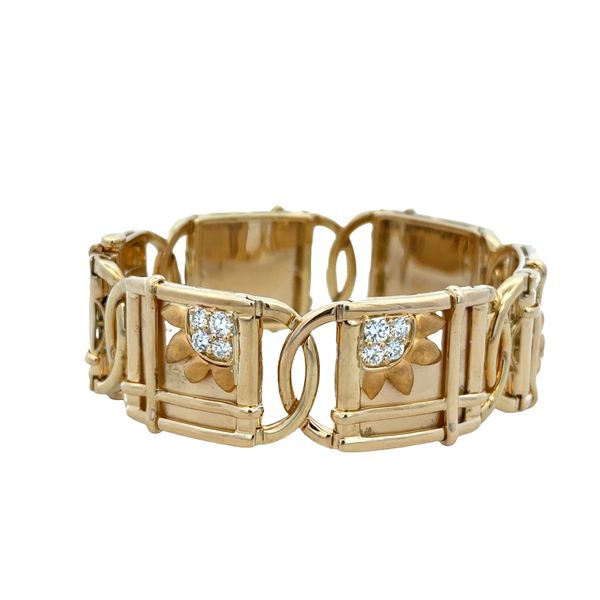 18k Yellow Gold Diamond Sunburst Statement Bracelet – 7