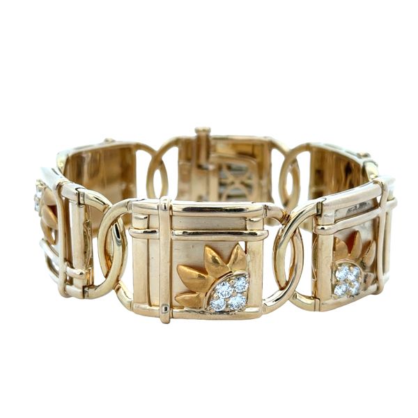 18k Yellow Gold Diamond Sunburst Statement Bracelet – 7
