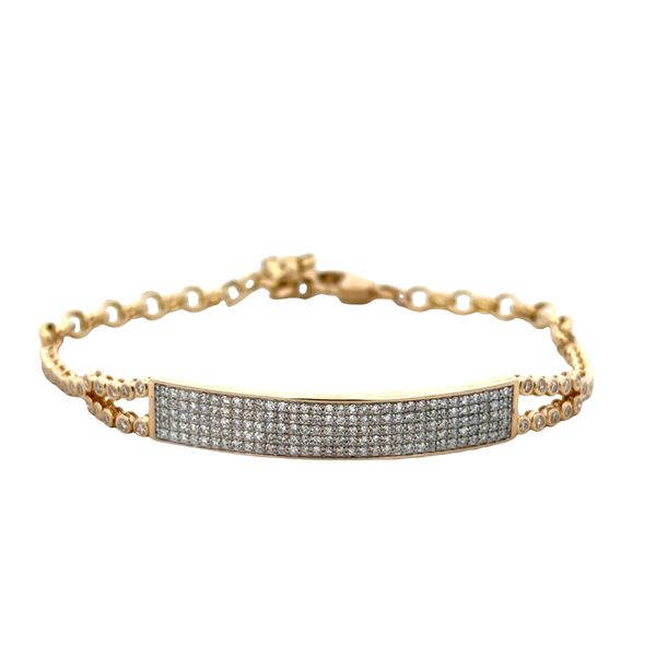 14k Yellow Gold Diamond Plaque Bracelet – Adjustable 8