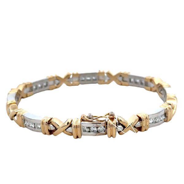 14k Yellow & White Gold Diamond X-Link Bracelet – 7
