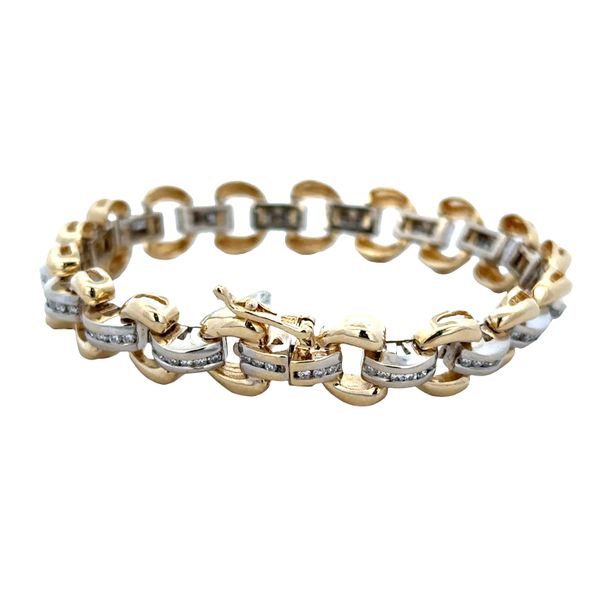 14k Yellow & White Gold Diamond Open Link Bracelet – 7