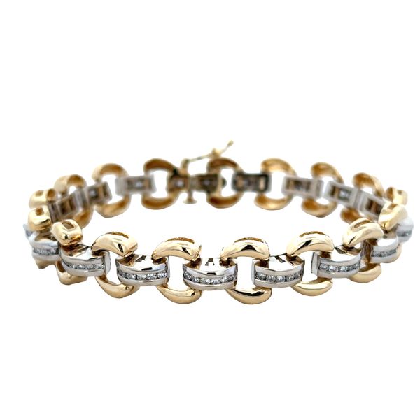 14k Yellow & White Gold Diamond Open Link Bracelet – 7
