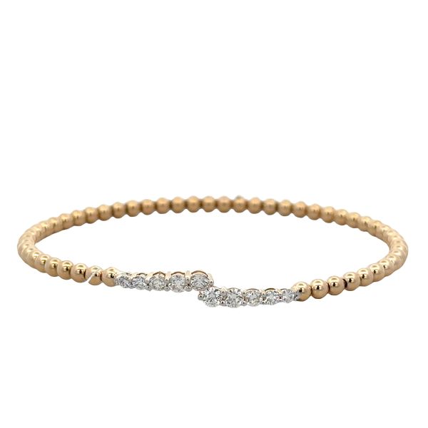 14k Yellow Gold Diamond Beaded Flexible Bangle Bracelet Perry's Diamonds & Estate Jewelry Charlotte, NC