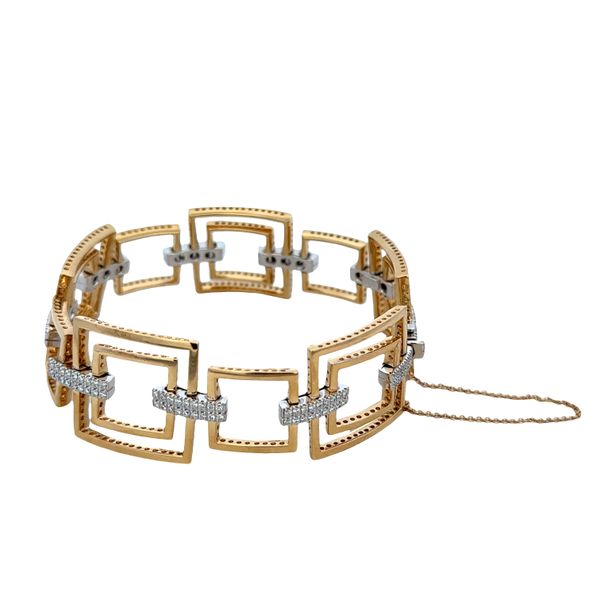 18k Yellow Gold Geometric Diamond Link Bracelet – 7