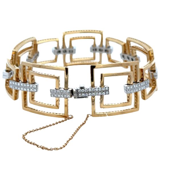 18k Yellow Gold Geometric Diamond Link Bracelet – 7