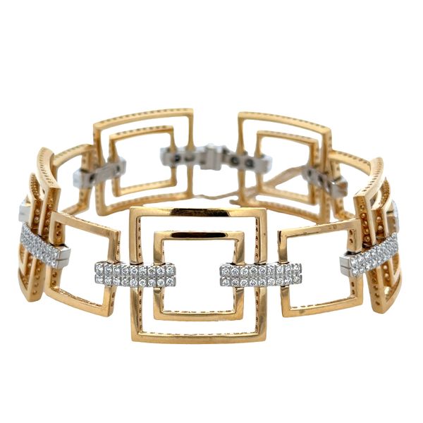 18k Yellow Gold Geometric Diamond Link Bracelet – 7