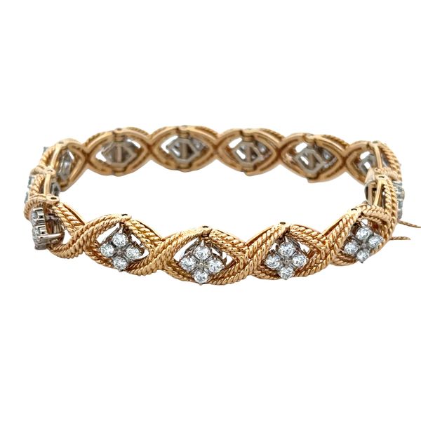 Vintage Jabel 18k Yellow Gold Diamond Trellis Link Bracelet – 7