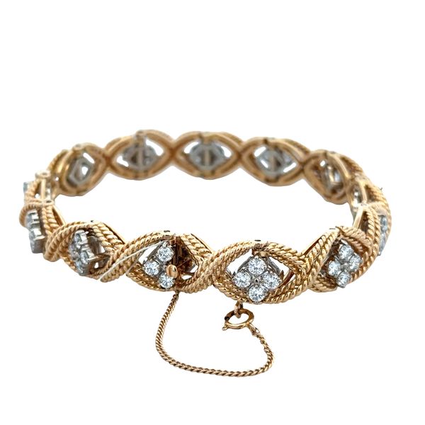 Vintage Jabel 18k Yellow Gold Diamond Trellis Link Bracelet – 7
